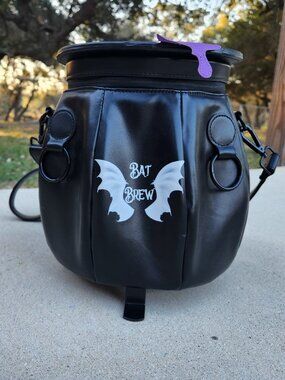 Monster Creations "Bat Brew" Witches Cauldron Crossbody Bag | Glow in Dark Lid